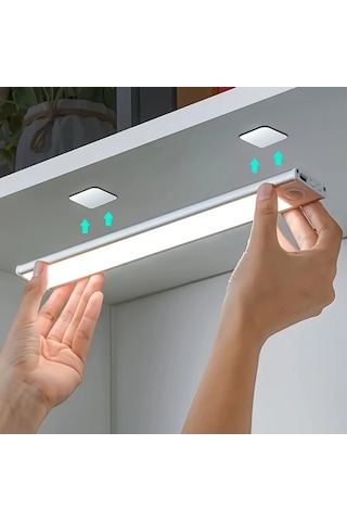 Honeybeeshop Siyah 2 Adet Led Hareket Sensörlü Manyetik Usb Şarj Ayarlanabilir Renk Sıcaklığı Parlaklık Plastik Tüp Işık Ev Kullanımı 36v Şarj Edilebilir Pil Siyah-