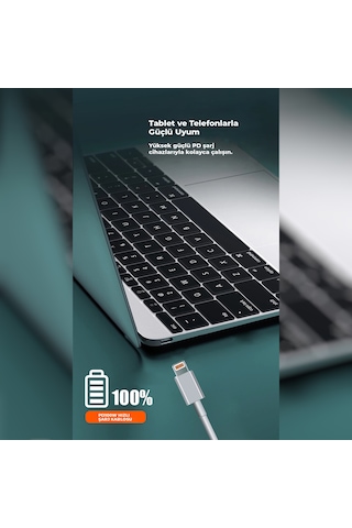 ScHitec 6A 100W iOS Uyumlu Type-C Lightning 3M Hızlı Şarj Kablo