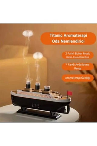 Titanic Gemi Hava Nemlendirici Işıklı Fonksiyonlu Buhar Makinesi Kumandalı Renkli
