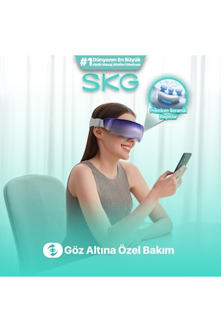 SKG KS700-e Akıllı Göz Masaj Aleti / Robotu Soğuk Kompress Mobil App, Isı Terapisi & Termoterapi Mor-lacivert