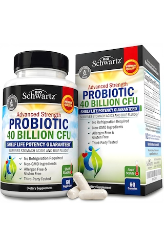 Bioschwartz Probiotic 40 Billion Cfu Gut Health Digestive Health Astragalus Lactobacillus 60 Veggie Aromasız