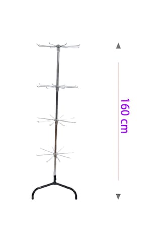 4 Katlı, 8 Kancalı Metalik Bijuteri Standı, Aksesuar Standı Metal