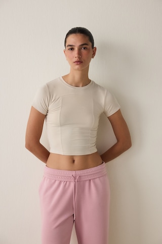 Penti Bej Bisiklet Yaka Kısa Kollu Slim Fit Modal Tişört
