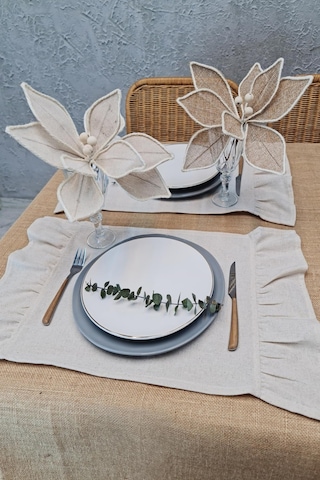 Amerikan Servisi Fırfırlı Retro 4 Lü Krem