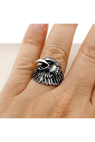 Kartal Figürlü Gümüş Erkek Yüzük (508341544)