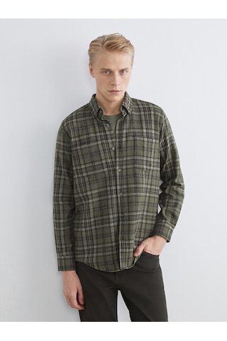 Lcwaıkıkı Classic Haki Regular Fit Uzun Kollu Ekose Erkek Gömlek