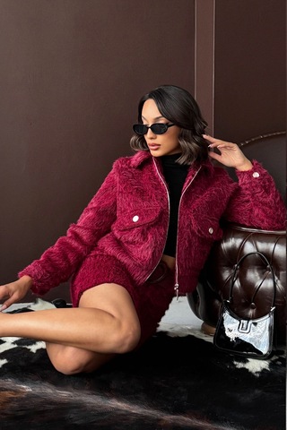 Verymoda F 1984 Kemerli Etek Bordo