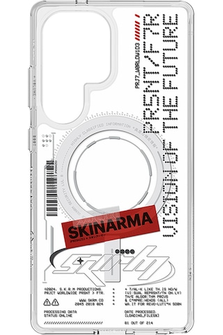 Galaxy S25 Ultra Kılıf Skinarma Magsafe Uyumlu Yazı Desenli Airbag Tasarımlı Orion Kapak Şeffaf