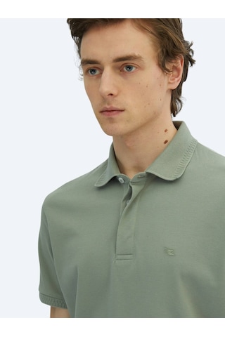 Haki Düz Polo Yaka %100 Pamuk T-shirt Haki