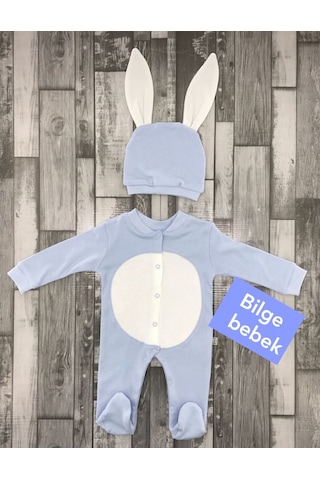 Erkek Bebek Tavşan Model Kostüm Tulum - Bebek Doğum Hediyesi Bebe Mavi