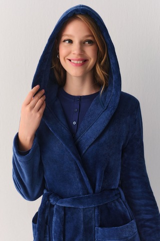 Suwen Teddy Robe Sabahlık Sh26402615303 Lacivert