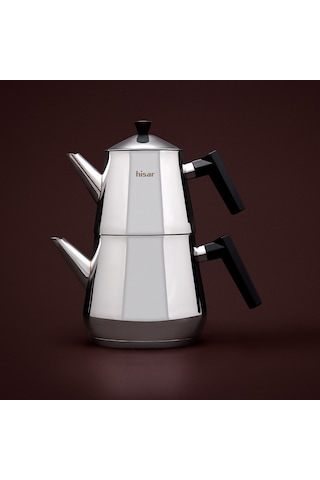 Hisar Heybeli Plus Maxi Çelik Çaydanlık Siyah Inox