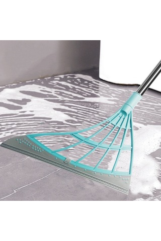 Tenfowee Ev İçin Silikon Broom - Su Silebilir, Temizleyebilir, Uzatılabilir Gövde İle Ev Temizliği Aracı Gri