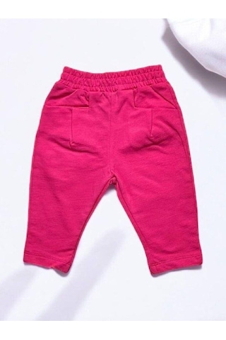 Çikoby Kız Bebek Beli Lastikli Cep Detaylı Eşofman Alt-14854 Pembe