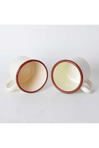 2'li Emaye Kupa Krem Krem