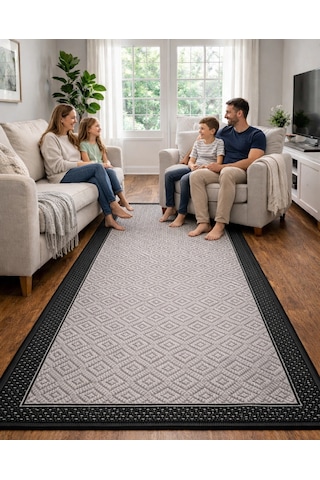 Mess Modern Dekoratif Yumuşak Dokulu Sisal Halı 3946 Antrasit Siyah Çok Renkli