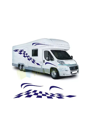Karavan Çekme Dama Yan Şerit Oto Sticker Yapıştırma Sağ Sol Takım
