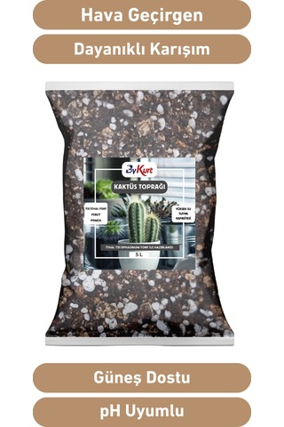 Bykurt 5 Litre Kaktüs Toprağı Böcek Sinek Yapmayan Premium Karışım Ts1 Torf, Perlit, Pomza 5 Litre