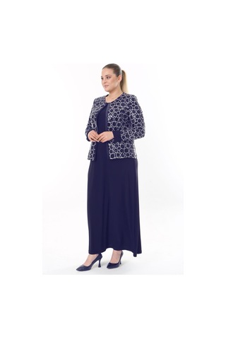 Ladies First Büyük Beden 3911 Lacivert Ceket+Elbise Takım 001