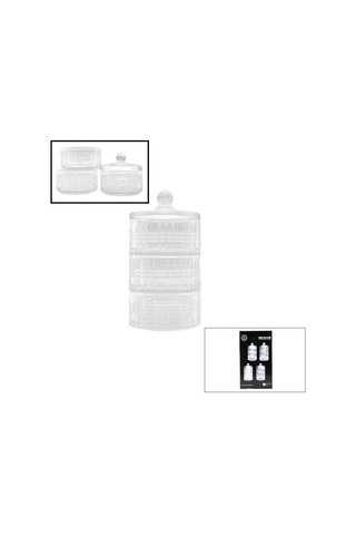 Home Collectıon Sdg1009c/g Chester Cam Kapaklı Şekerlik Ve Lokumluk 3katlı - 12'li Paket Diğer