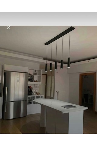 Dekoratif 5 Li Ada-masa Üstü Metal Sarkıt 23 Cm Texture Siyah Günışığı Ampullü