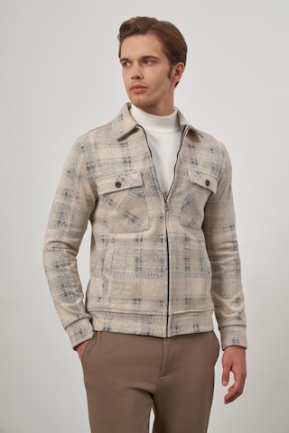 İmza Bej Örme Bebe Yaka Kendinden Desenli Yırtmaçsız Astarsız Slim Fit Classic Mont 1007245157 Bej