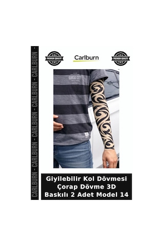 Giyilebilir Kol Dövmesi Çorap Dövme 3d Baskılı 2 Adet Model 14 Yaratıcı Detay Pratik Kullanım
