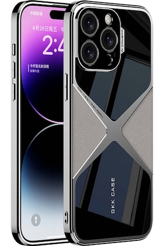 Zore Apple Uyumlu iPhone 15 Pro Kılıf Ultra İnce Kamera Korumalı Pc + Deri Arka Yüzey Msra X-pro Kapak-titanyum- Titanyum-gri