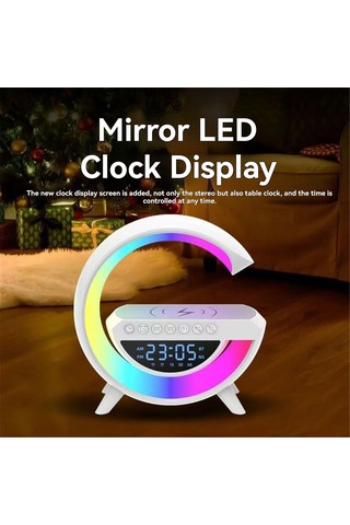 Youtek G3401 Mini Multifonksiyonel Bluetooth Hoparlör: Kablosuz Şarj, Alarm Saat Ve Rgb Ambiyans Işıklı Ev Ve Seyahat Hoparlörü