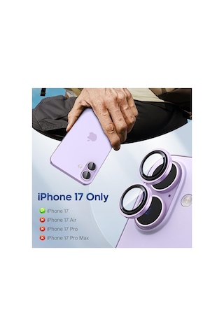 İphone 17 Uyumlu Safir Lens Çizilmez Dayanıklı Kamera Koruyucu Siyah
