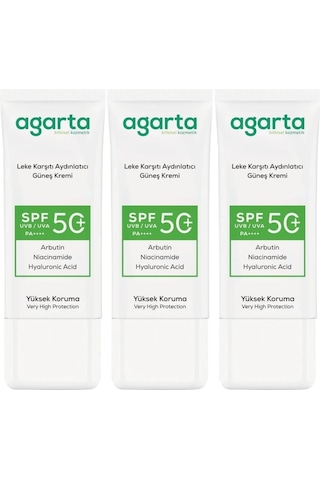 Agarta Leke Karşıtı Aydınlatıcı Spf+50 Faktör Yüz Güneş Krem 50ml 18724846
