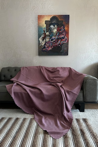 Sofline Kadife Şönil Koltuk Örtüsü, Kaymaz Kanepe Örtüsü, Koltuk Şalı 180 X 220cm Lila