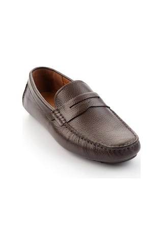 Bambi Kahve Hakiki Deri Erkek Loafer Ayakkabı E01547009740 Kahve