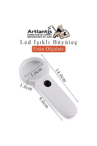 Led Işıklı Büyüteç 50 Mm 1 Adet 5x Büyütme Optik Büyüteç El Tipi Işıklı Lens Taşınabilir Okul Büro Ofis