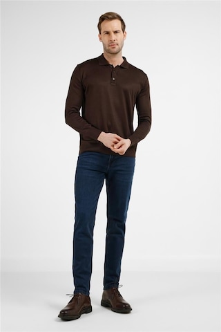 İmza Kahverengi Polo Yaka Cepsiz Comfort Fit Classic Pamuklu Triko Kazak 1012255155 Kahverengi