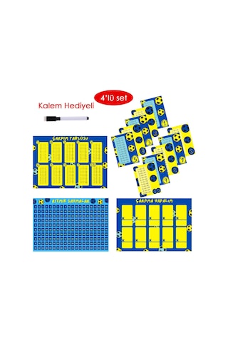 4'lü Çarpım Tablosu Seti - Kalem Hediyeli Taraftar Sarı Lacivert