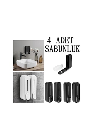 4 Adet Yeni Nesil Duvara Monte 350ml Sabunluk Manuel Ürün Şampuan