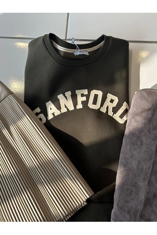 Olla Collection Yazı Baskılı Sweatshirt Haki Haki Yeşil