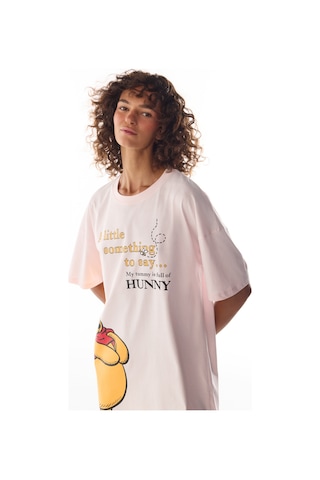 Penti Pembe Winnie The Pooh Ayı Desenli Kısa Kollu Gecelik