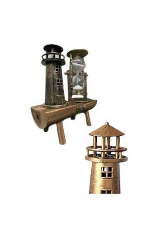 Hediyelik Eşya Retro Deniz Fenerli Kum Saati Ahşap Görünümlü Dekoratif Eşya