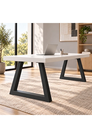 Evkolleksiyon Ters Trapez Metal Masa Ayağı 2 Li Takım 72x72 Cm 60x60 Çelik Profil Siyah