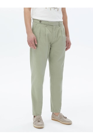 Kip Haki Dokuma Smart Casual %100 Pamuk Pantolon Haki