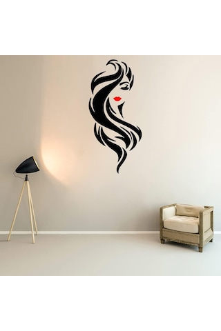 Uzun Saç Güzeli Kırmızı Dudaklar Duvar Çıkartmaları Pvc Oturma Odası Yatak Odası Veranda Dekorasyon Kendinden Yapışkanlı Boyama Şeffaf