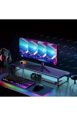 Xuweiwei 50.04cm Siyah Cok Fonksiyonlu Bilgisayar Masa Standi Genis Genisleme Platformu Metal Demir Braketi Ofis Ve Oyun Monitoru Icin