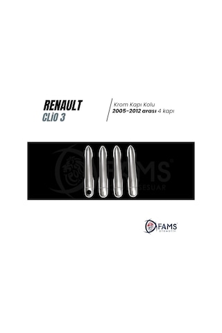 Renault Clio 3 Hb Krom Kapı Kolu Seti 2006-2012 Paslanmaz Çelik