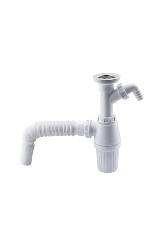 Pis Su Giderli Sökülebilir Tas'lı Çift Gider Sifon Körüklü Temizlenebilir Mutfak Banyo Lavabo Boru