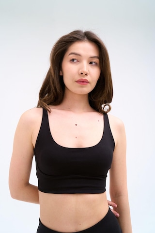 Normal People Nysa - Sporcu Bra / Şeftali Dokulu Peach Skin Kumaş Siyah