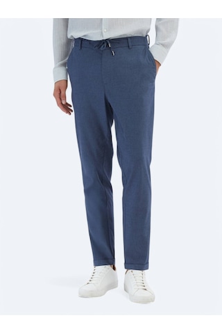 Lacivert Düz Dokuma Jogging Fit Casual Pamuk Karışımlı Pantolon Lacivert