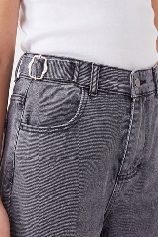 Joy Kids Kız Çocuk Mom Kalıp Aplet Tokalı Kot Pantolon 9-16yaş Gri Açık Gri