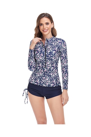 Baskılı Uzun Kollu Güneş Koruyucu Ayar Mayo Çiçekli